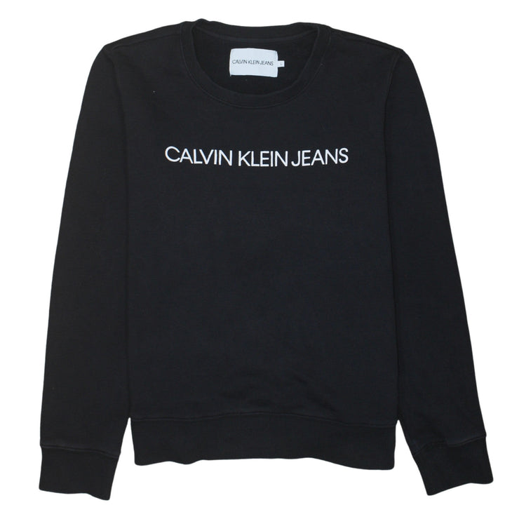 Calvin Klein Jeans Womens Black Cotton Crew Neck Sweatshirt L