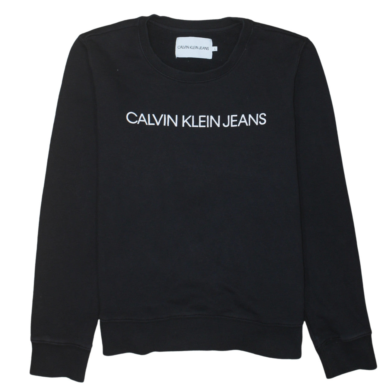 Calvin Klein Jeans Womens Black Cotton Crew Neck Sweatshirt L