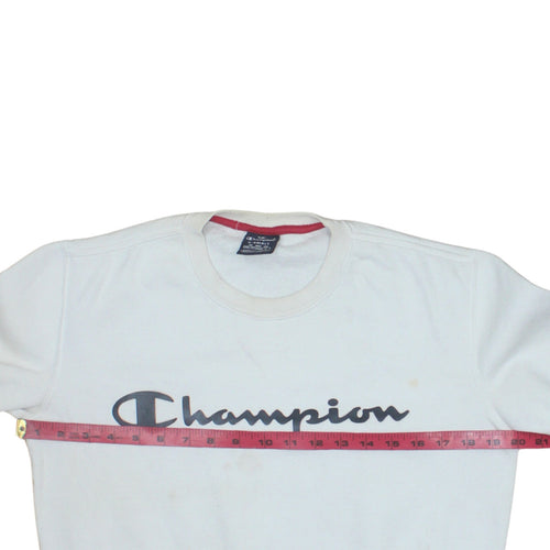 Champion Womens White XS Pullover Sweatshirt Cotton Blend Crew Neck