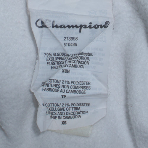Champion Womens White XS Pullover Sweatshirt Cotton Blend Crew Neck