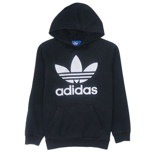 adidas Mens Black Pullover Hoodie Small Logo Fleece Sweatshirt