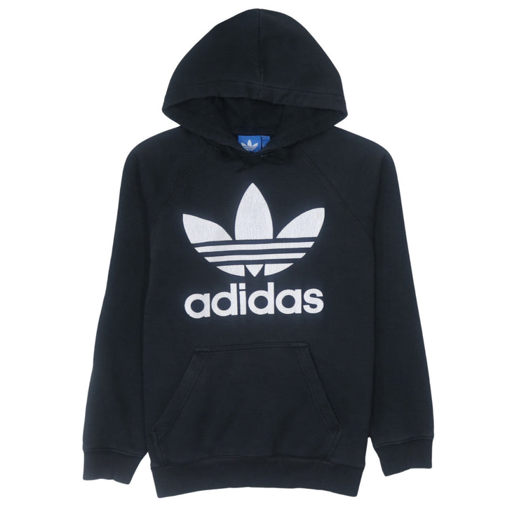adidas Mens Black Pullover Hoodie Small Logo Fleece Sweatshirt