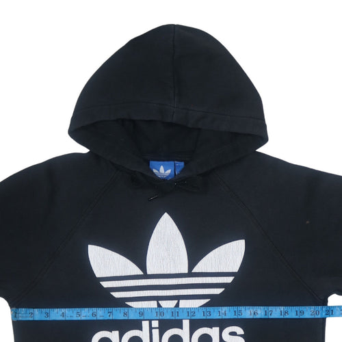adidas Mens Black Pullover Hoodie Small Logo Fleece Sweatshirt