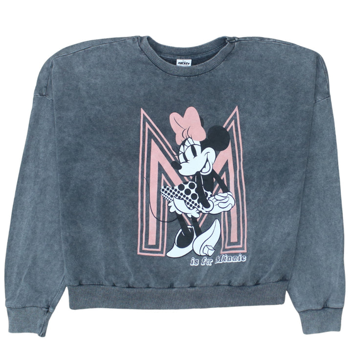 George Disney Minnie Mouse Women's Charcoal Sweatshirt L Graphic Pullover