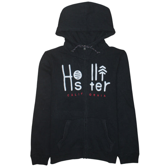 Hollister Men's Black Full Zip Hoodie S Logo Fleece Sweatshirt