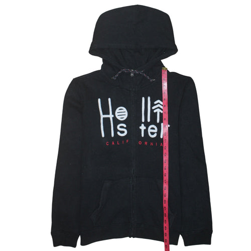 Hollister Men's Black Full Zip Hoodie S Logo Fleece Sweatshirt