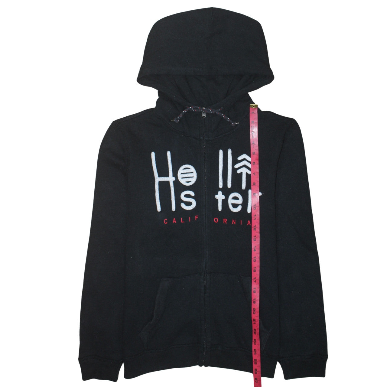 Hollister Men's Black Full Zip Hoodie S Logo Fleece Sweatshirt