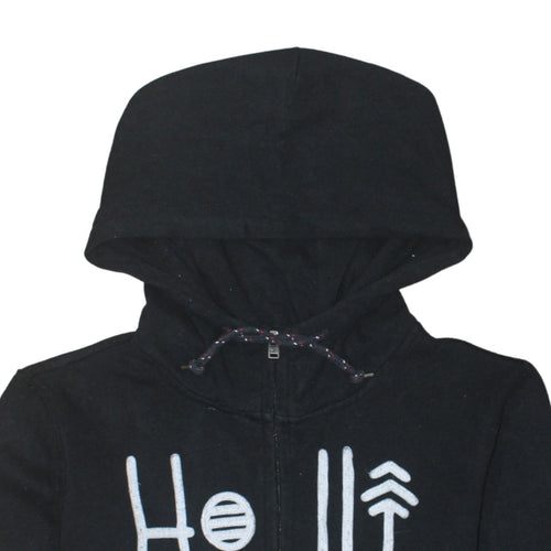 Hollister Men's Black Full Zip Hoodie S Logo Fleece Sweatshirt