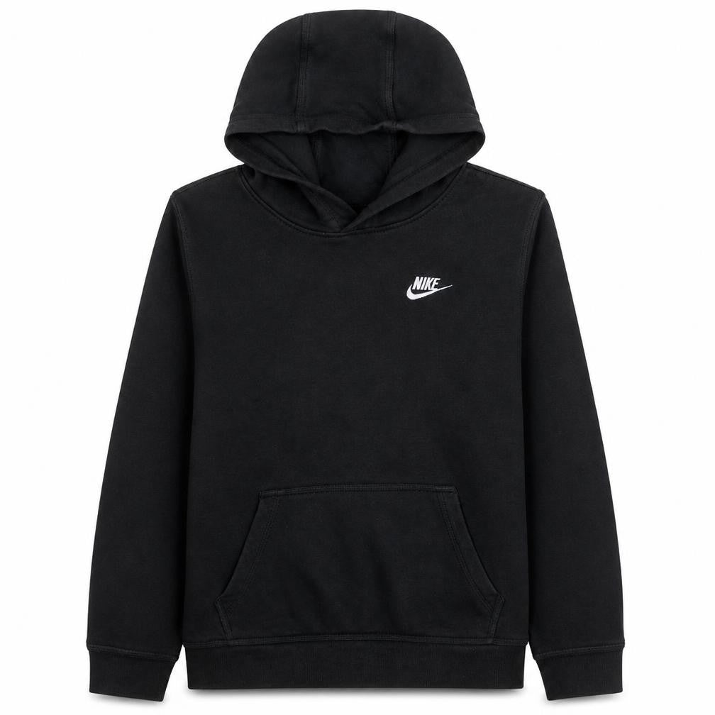 Front view of Nike boys’ black xl pullover hoodie sweatshirt with logo