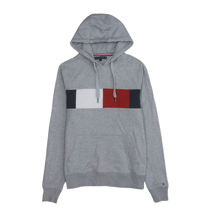 Tommy Hilfiger Men's Grey Pullover Hoodie S Logo Graphic Cotton