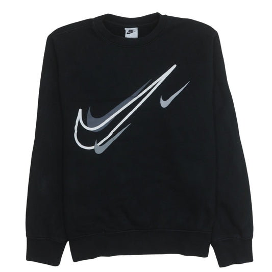 Nike Womens Black Swoosh Logo Pullover Sweatshirt Size S
