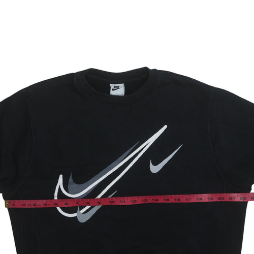 Nike Womens Black Swoosh Logo Pullover Sweatshirt Size S