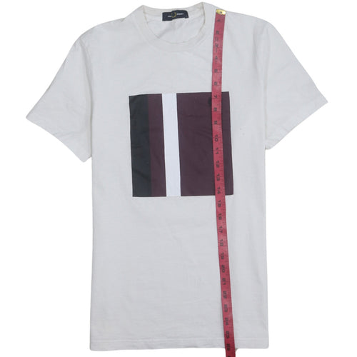 Fred Perry Men’s White Colourblock Crew Neck Cotton T-Shirt Size S