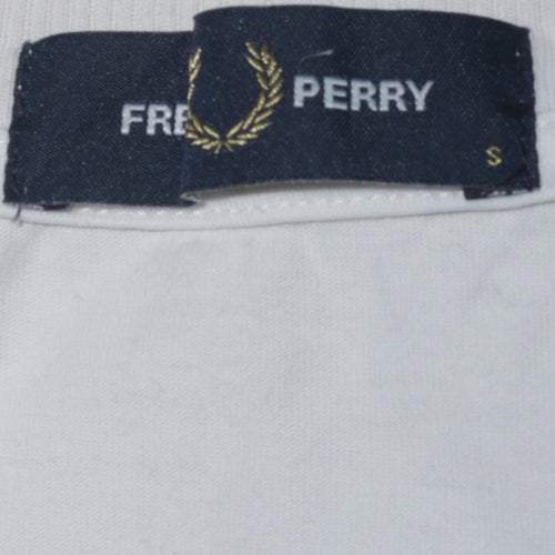 Fred Perry Men’s White Colourblock Crew Neck Cotton T-Shirt Size S