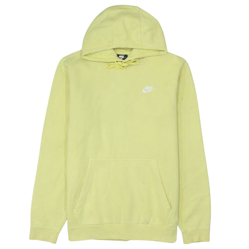 Nike Men’s Yellow Pullover Hoodie L Fleece Cotton Blend Sportswear