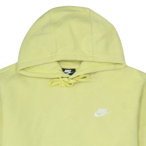 Nike Men’s Yellow Pullover Hoodie L Fleece Cotton Blend Sportswear