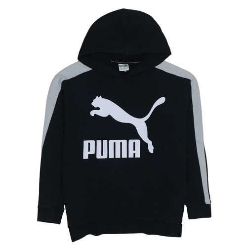 Puma Womens Black Hoodie Size 10 Pullover Logo Sweatshirt
