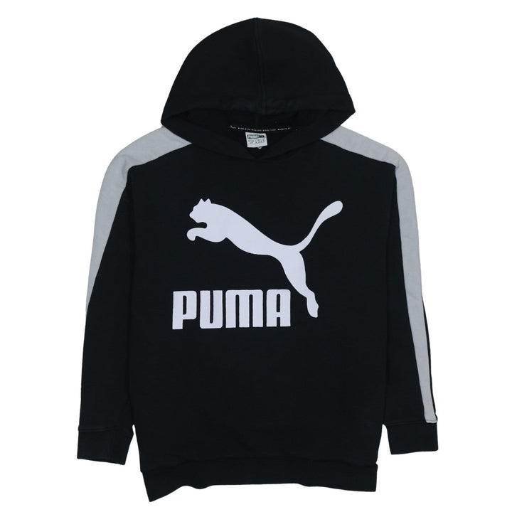 Puma Womens Black Hoodie Size 10 Pullover Logo Sweatshirt