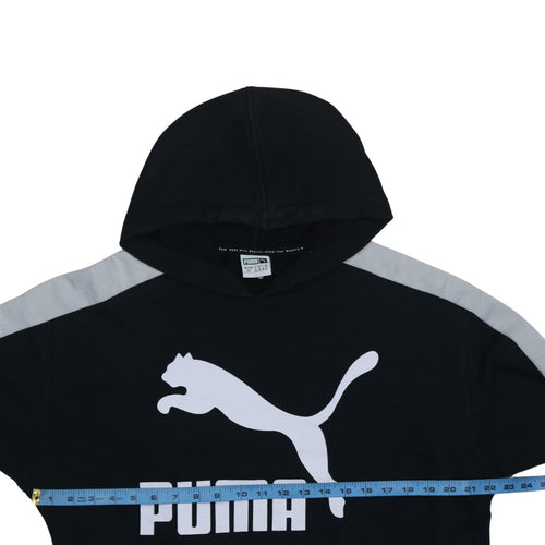 Puma Womens Black Hoodie Size 10 Pullover Logo Sweatshirt
