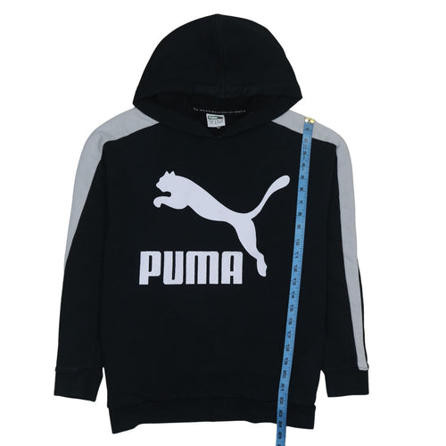 Puma Womens Black Hoodie Size 10 Pullover Logo Sweatshirt