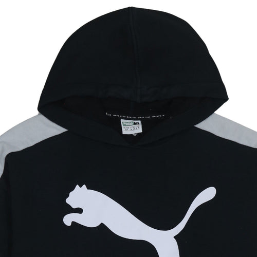 Puma Womens Black Hoodie Size 10 Pullover Logo Sweatshirt