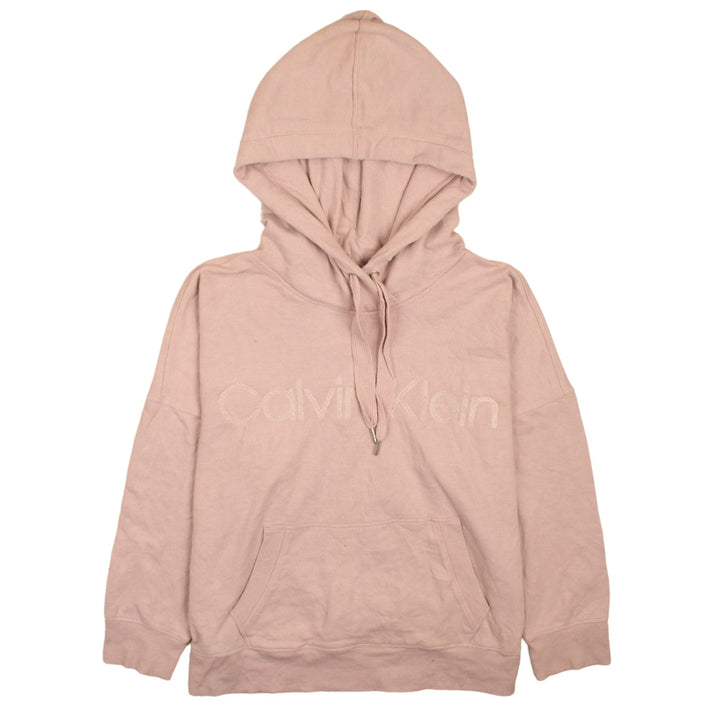 Calvin Klein Women Beige Hooded Pullover Sweatshirt L Relaxed Fit