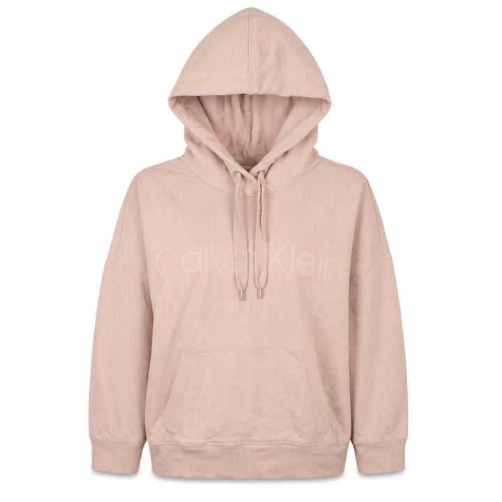 Calvin Klein Women Beige Hooded Pullover Sweatshirt L Relaxed Fit