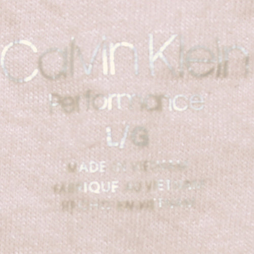 Calvin Klein Women Beige Hooded Pullover Sweatshirt L Relaxed Fit