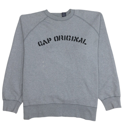 GAP Men's Grey Crew Neck Pullover Sweatshirt M Logo Print