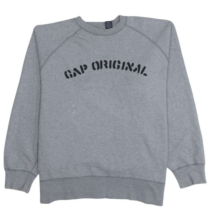 GAP Men's Grey Crew Neck Pullover Sweatshirt M Logo Print