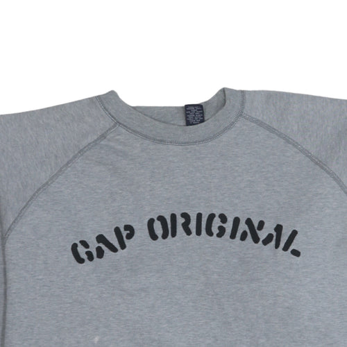GAP Men's Grey Crew Neck Pullover Sweatshirt M Logo Print