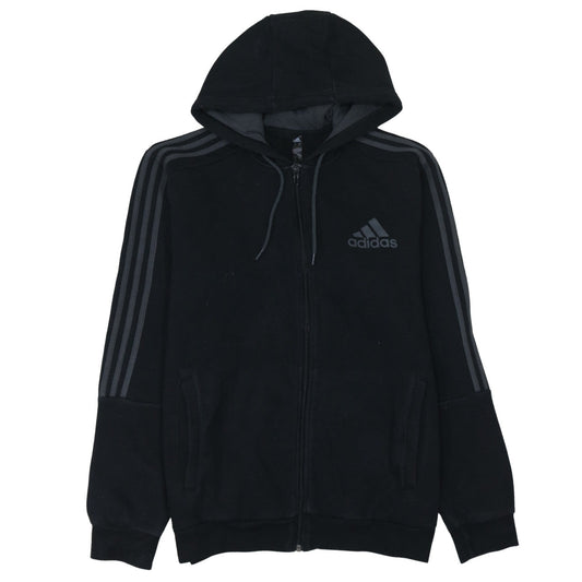 Adidas Men’s Black Full Zip Hoodie L Sports Fleece Sweatshirt