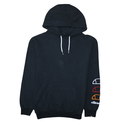 Ellesse Men's Black Pullover Hoodie S Logo Sleeve Casual Sportswear