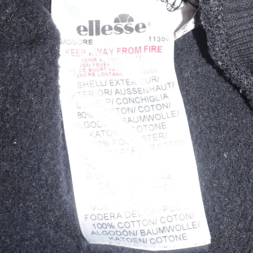 Ellesse Men's Black Pullover Hoodie S Logo Sleeve Casual Sportswear