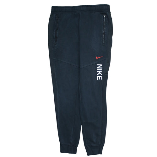 Nike Men Black Jogger Trousers S Regular Fit Zip Pocket Cotton Blend