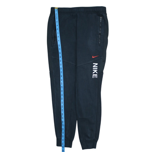 Nike Men Black Jogger Trousers S Regular Fit Zip Pocket Cotton Blend