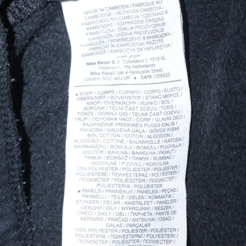 Nike Men Black Jogger Trousers S Regular Fit Zip Pocket Cotton Blend