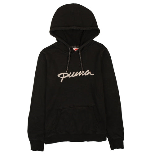 Puma Women's Black Hooded Pullover Hoodie UK 10 with Logo Detail