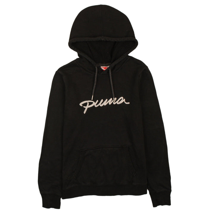 Puma Women's Black Hooded Pullover Hoodie UK 10 with Logo Detail