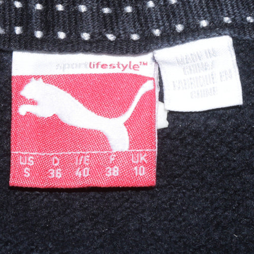 Puma Women's Black Hooded Pullover Hoodie UK 10 with Logo Detail