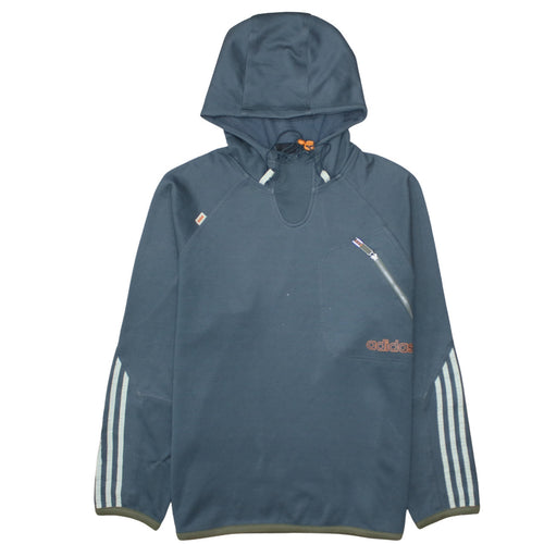adidas Mens Blue Pullover Hoodie Medium Hooded Zip Pocket Sportswear