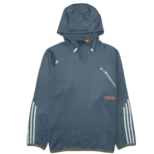 adidas Mens Blue Pullover Hoodie Medium Hooded Zip Pocket Sportswear