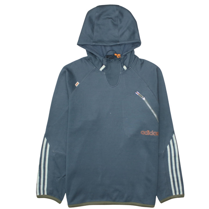 adidas Mens Blue Pullover Hoodie Medium Hooded Zip Pocket Sportswear
