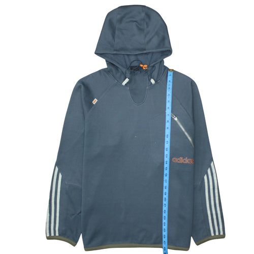 adidas Mens Blue Pullover Hoodie Medium Hooded Zip Pocket Sportswear