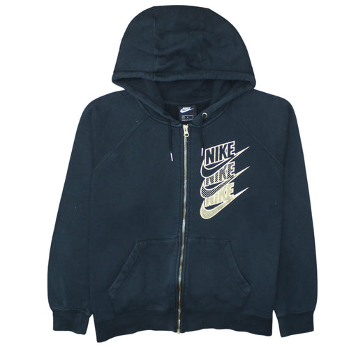 Nike Women's Black Gold Full Zip Hoodie M Cotton Blend Casual