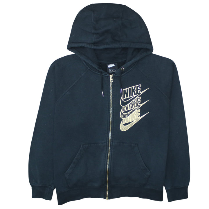 Nike Women's Black Gold Full Zip Hoodie M Cotton Blend Casual