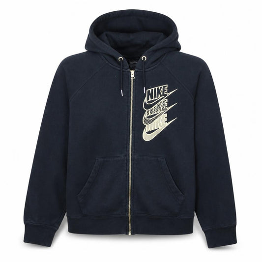 Front view of Nike Women's Black Gold Full Zip Hoodie M Cotton Blend Casual