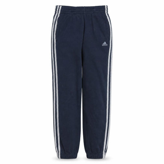 Front view of Adidas boys’ blue 11-12 years track pants with side stripes