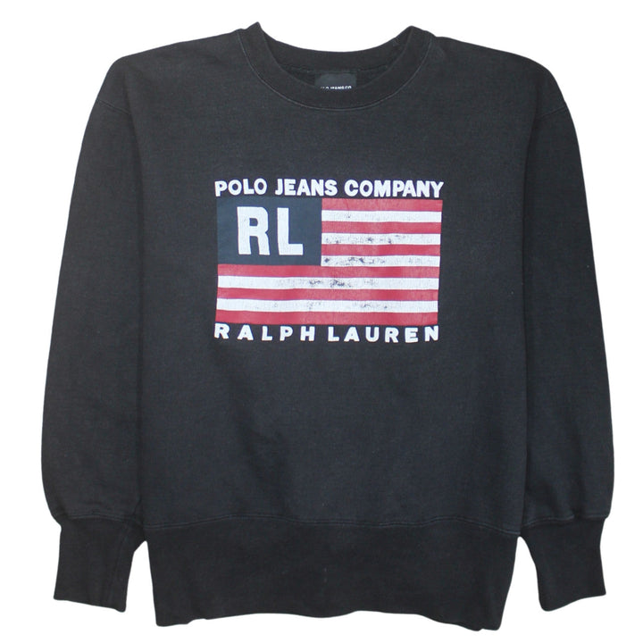 Ralph Lauren Polo Jeans Company Womens Black Small Pullover Sweatshirt
