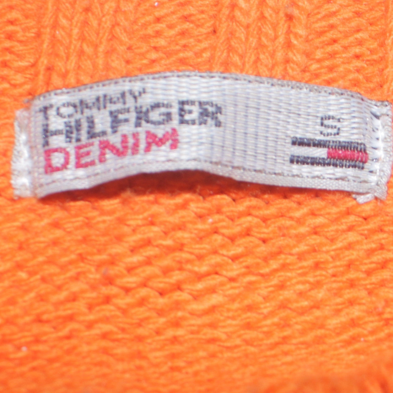 Tommy Hilfiger Denim Men's Orange Cotton Acrylic Crew Neck Jumper Size S